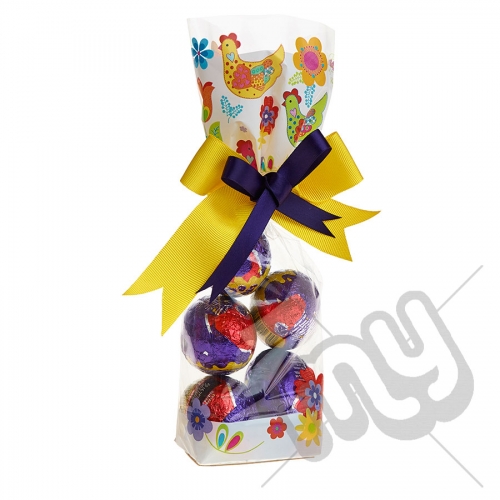 Funky Chicken Easter Printed Block Bottom Bags - 100mmx220mm x 100pcs