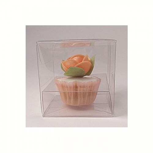 85mm x 85mm x 85mm Clear PVC Cupcake Boxes - With Inserts x 10pcs