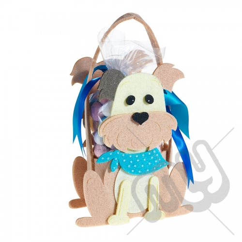Male Blue Puppy Dog Felt Bag / Basket