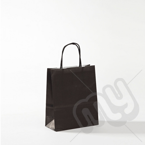Black Kraft Paper Bags with Twisted Handles - Small x 25pcs