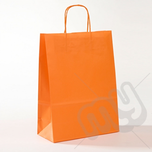 Orange Kraft Paper Bags with Twisted Handles - Large x 25pcs