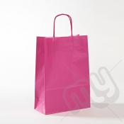 Pink Kraft Paper Bags with Twisted Handles - Medium x 25pcs