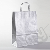 Silver Kraft Paper Bags with Twisted Handles - Large x 25pcs