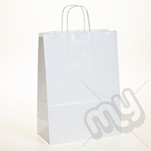 White Kraft Paper Bags with Twisted Handles - Large x 25pcs