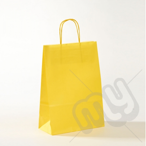 Yellow Kraft Paper Bags with Twisted Handles - Medium x 25pcs