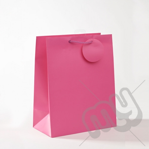 Fuscia Pink Luxury Matt Laminated Rope Handle Carriers- LARGE x 1pc