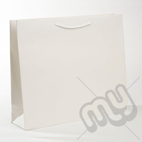 White Luxury Matt Laminated Rope Handle Carriers - LARGE x 50pcs