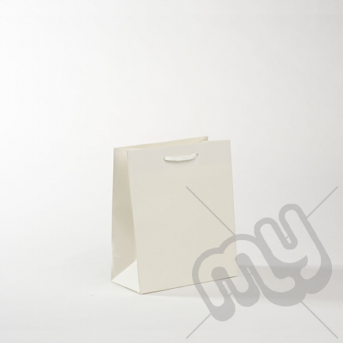 White Luxury Matt Laminated Rope Handle Carriers - SMALL x 1pc