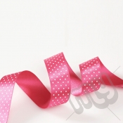 Fuschia Pink Polka Dot Double Satin Ribbon 25mm x 20 metres