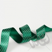 Green Polka Dot Double Satin Ribbon 15mm x 20 metres